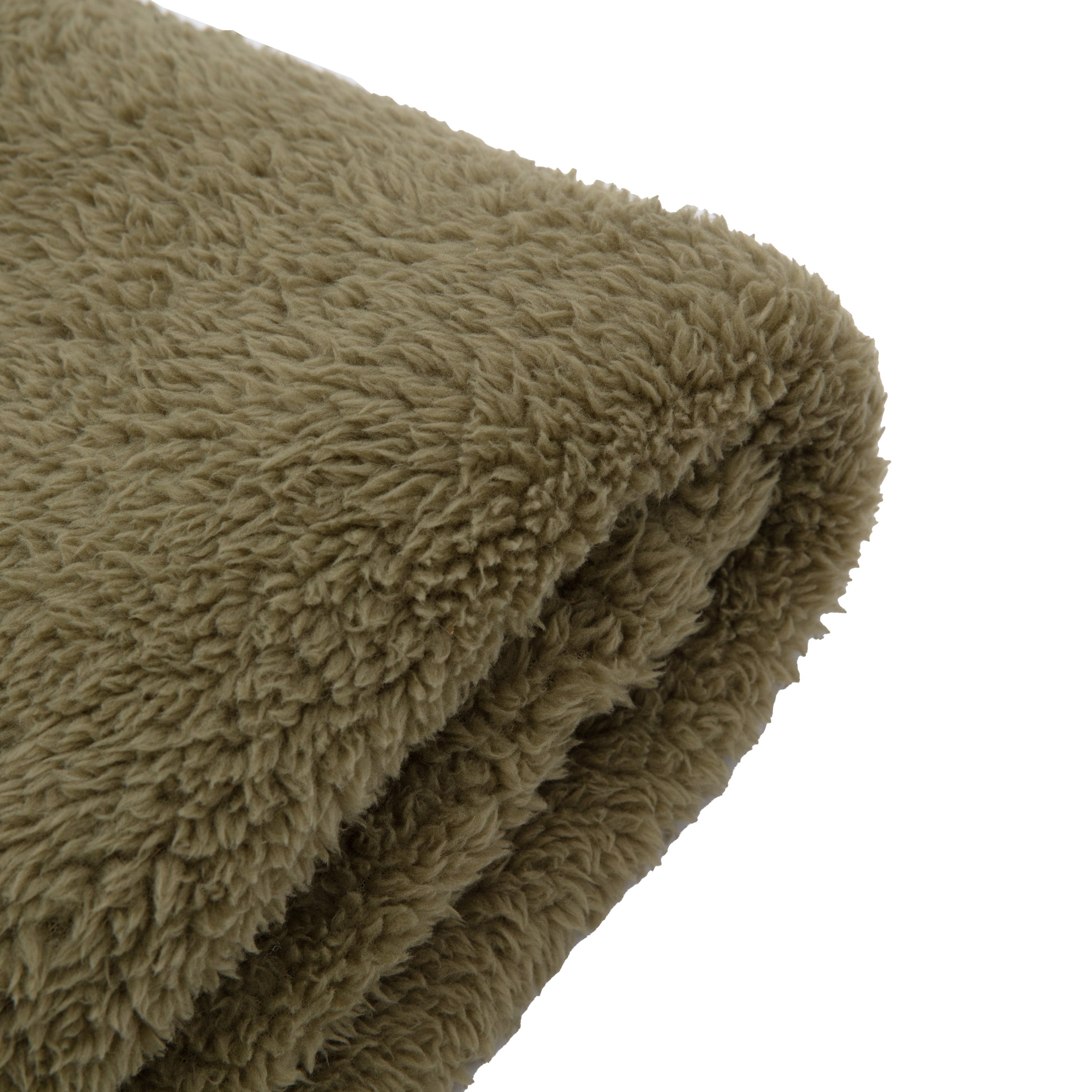Teddy Olive Green Fleece Throw